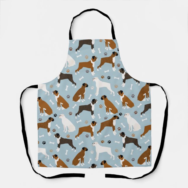 Boxer Dog Bones and Paws Schürze (Vorderseite)