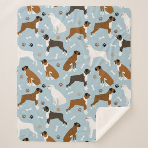 Boxer Dog Bones and Paws Sherpa Blanket Sherpadecke