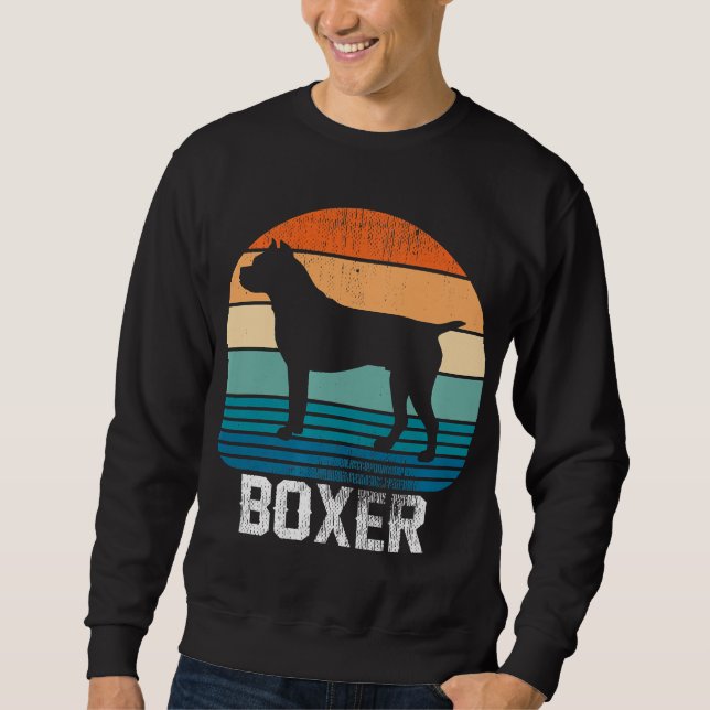 Boxer Dog Breed - Retro Rainbow Sunset Liebe Hund Sweatshirt (Vorderseite)