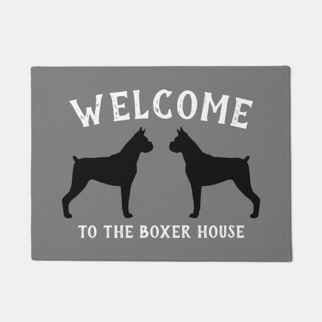 Boxer Dog Breed Silhouetten Custom Fußmatte (Vorderseite)