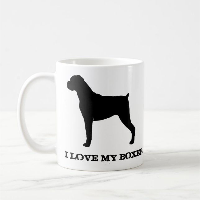 Boxer Dog Breed Silhouetten Custom Kaffeetasse (Links)