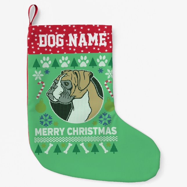 Boxer Dog Breed Ugly Christmas Sweater Kleiner Weihnachtsstrumpf (Vorderseite)