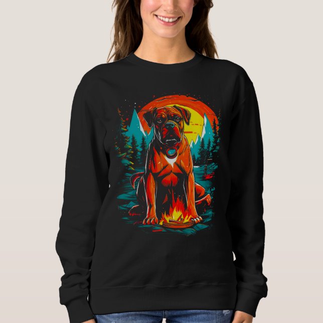 Boxer Dog Camping Nature Sweatshirt (Vorderseite)