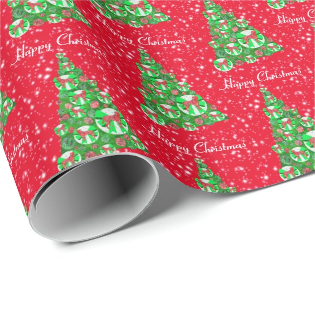 Boxer Dog Christmas Tree Holiday Red Geschenkpapier (Rolleneckpunkt)