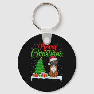 Boxer Dog Christmas Tree Lights Funny Xmas Boxer D Schlüsselanhänger