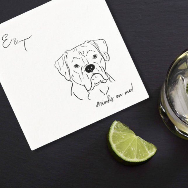 Boxer Dog Cocktail Hochzeitsnapkins Serviette (Von Creator hochgeladen)