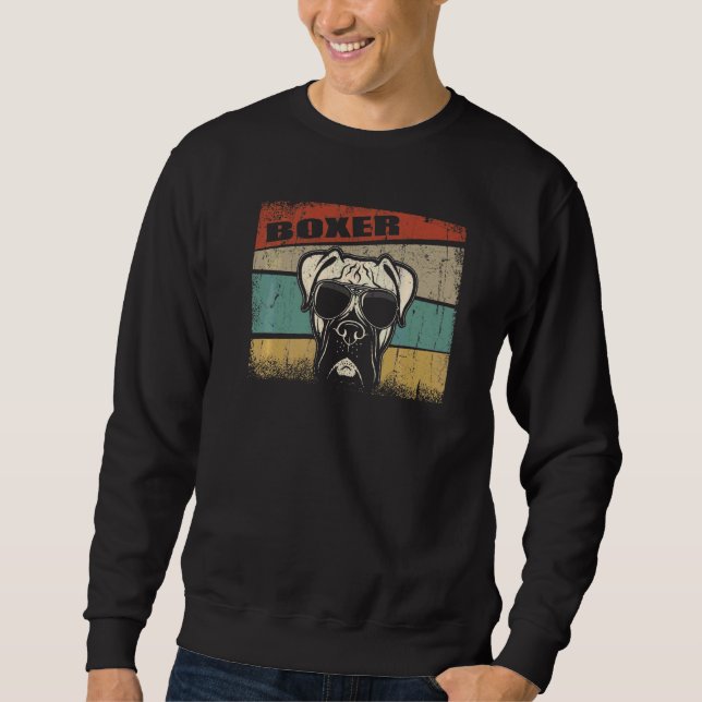 Boxer Dog Cool Einfach Vintager Retro-Stil Sweatshirt (Vorderseite)
