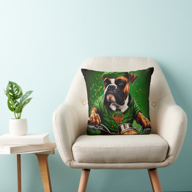 Boxer Dog Fahrrad St. Patrick's Day Kissen (Stuhl )
