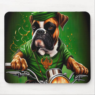 Boxer Dog Fahrrad St. Patrick's Day Mousepad