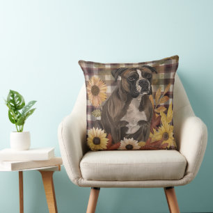 Boxer Dog Fall Wasserfarben-Blume Kissen