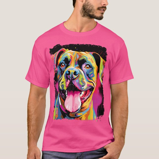 Boxer Dog farbenfroh T-Shirt (Vorderseite)