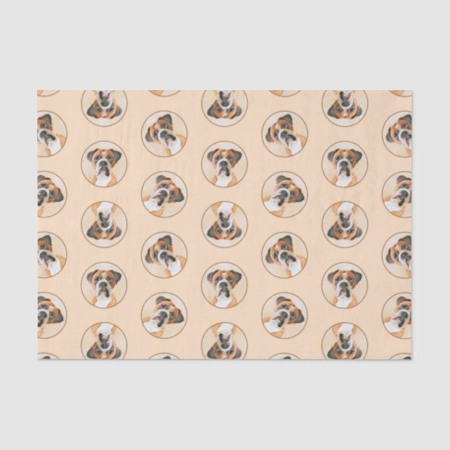 Boxer Dog Fawn Malerei Unzugeschnittenes Ohr Niedl Seidenpapier (Vorderseite)