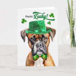Boxer Dog Feelin' Lucky St Patrick's Day Feiertagskarte