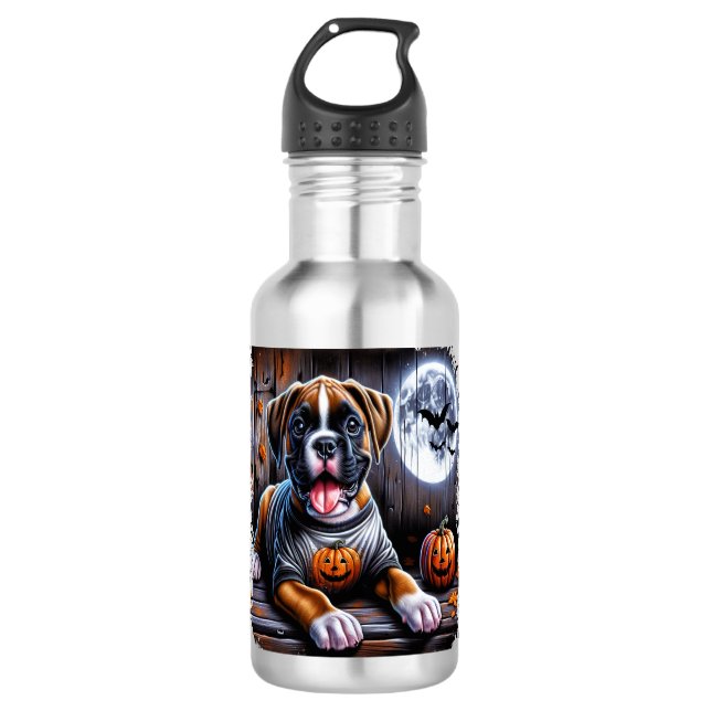Boxer Dog Halloween Edelstahlflasche (Vorderseite)