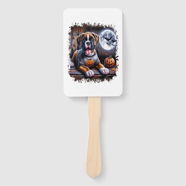 Boxer Dog Halloween Fächer (Vorderseite)
