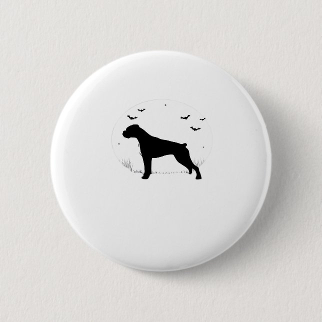 Boxer Dog � Halloween Moon Silhouette Classic T-Sh Button (Vorderseite)