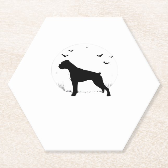 Boxer Dog � Halloween Moon Silhouette Classic T-Sh Untersetzer (Vorderseite)