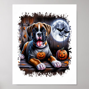 Boxer Dog Halloween Poster