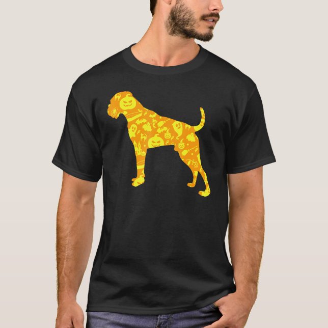 Boxer Dog Halloween Py Pumpkin Pattern T-Shirt (Vorderseite)