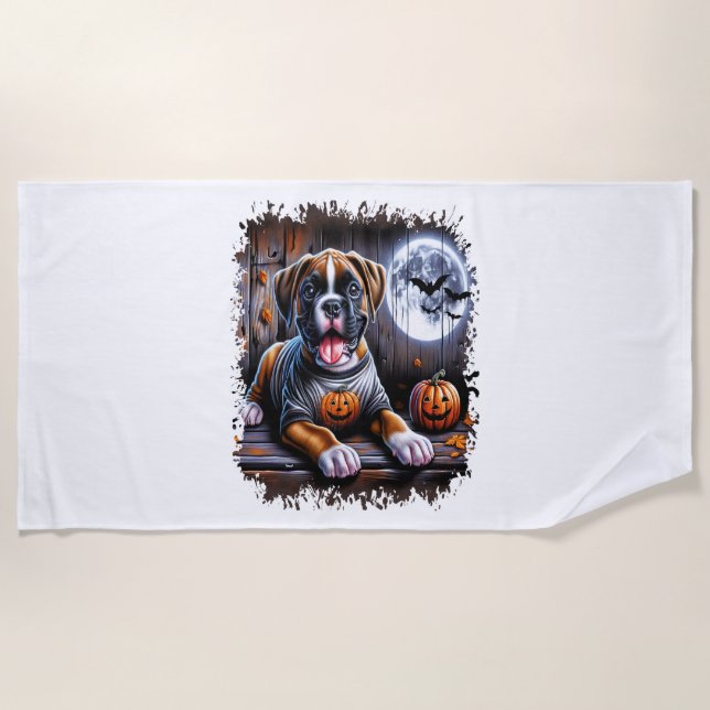 Boxer Dog Halloween Strandtuch (Vorderseite)