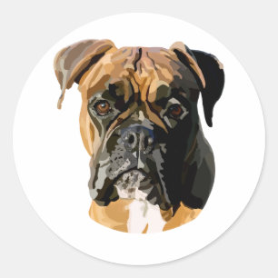 Boxer Dog Handgezeichnete digitale Kunst Runder Aufkleber