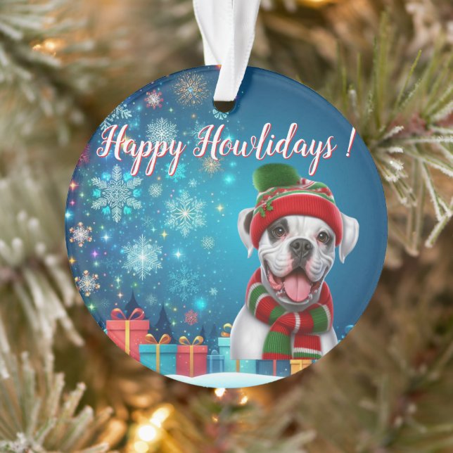 Boxer Dog Happy Howlidays ! Ornament (Baum)