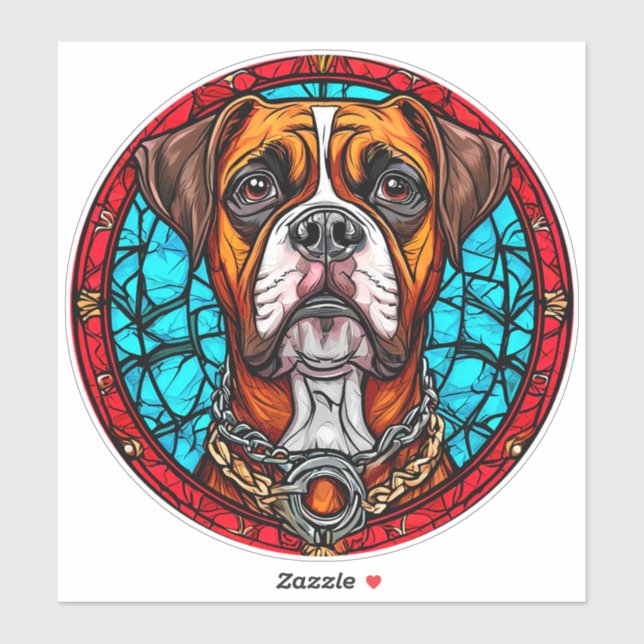 Boxer Dog Hartglas Aufkleber (Blatt)