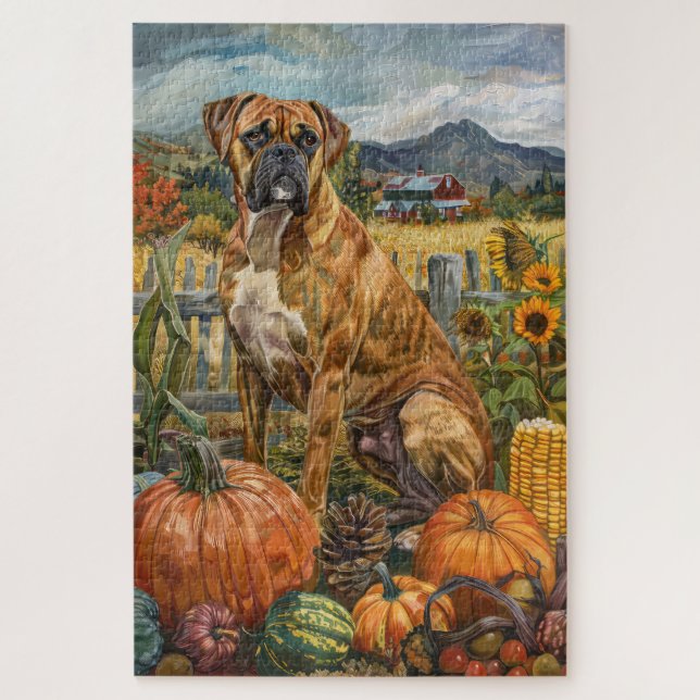 Boxer Dog Herbsternte Erntedank (Vertikal)