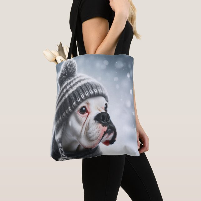 Boxer Dog im Winter Tasche (Von Nahem)