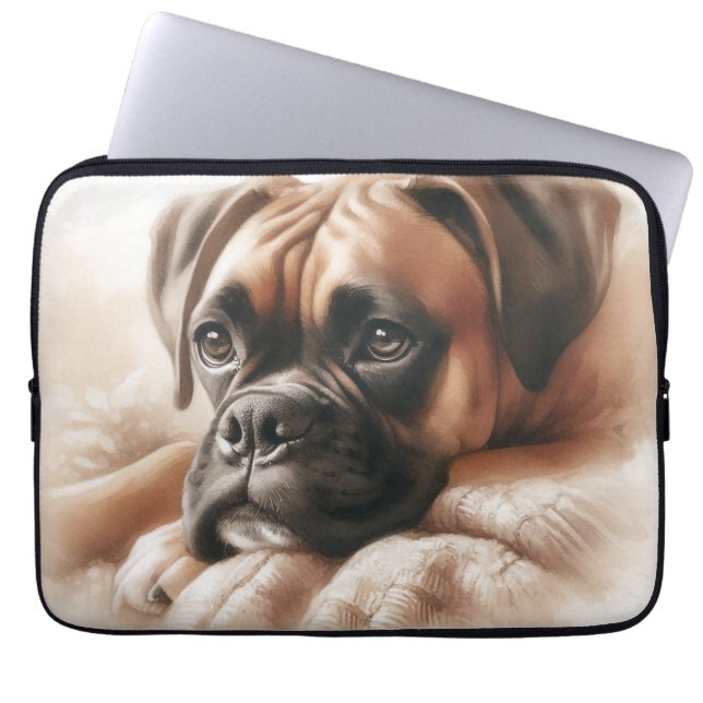 Boxer Dog in einer serenen Pose Laptopschutzhülle (Vorderseite)