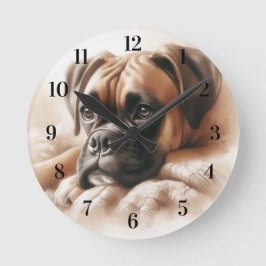 Boxer Dog in einer serenen Pose Runde Wanduhr