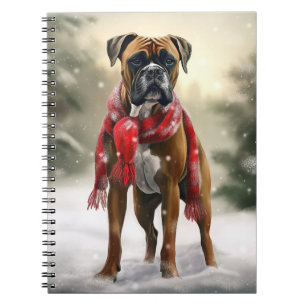 Boxer Dog in Schneeschweihnacht Notizblock
