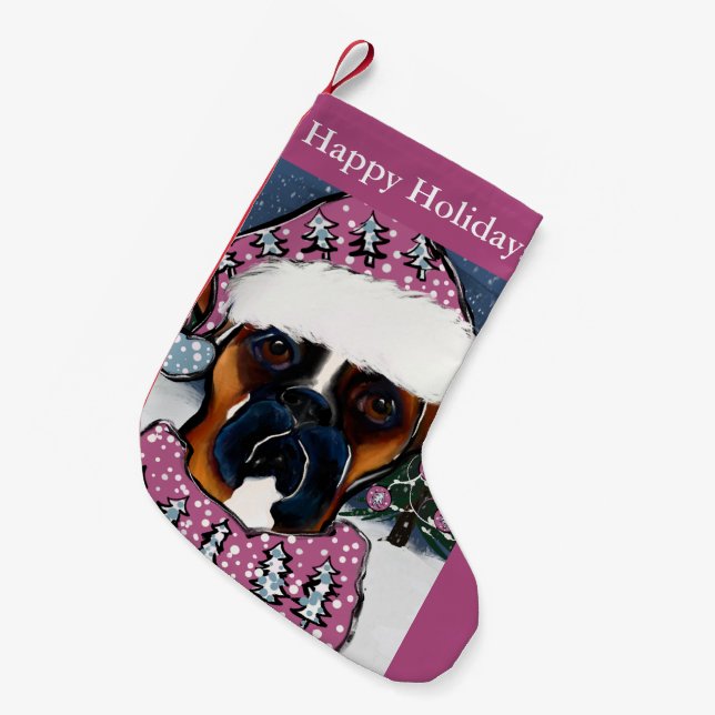 Boxer Dog Kleiner Weihnachtsstrumpf (Vorderansicht (hängend))