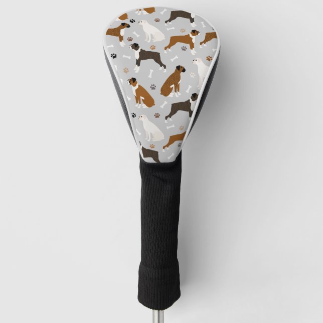 Boxer Dog Knochen und Paws Golf Headcover (Vorderseite)