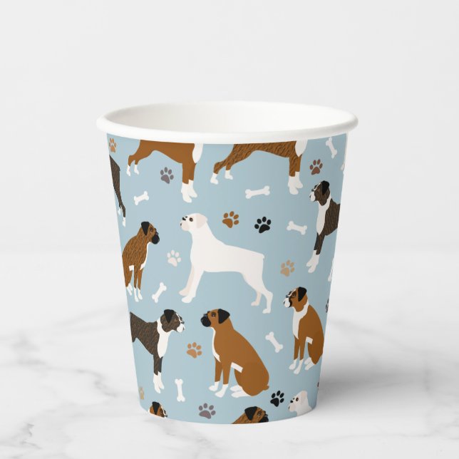 Boxer Dog Knochen und Paws Paper Cups Pappbecher (Vorderseite)
