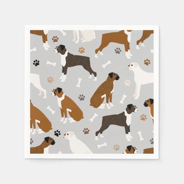 Boxer Dog Knochen und Paws Serviette (Vorderseite)