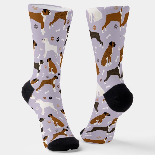 Boxer Dog Knochen und Paws Socken (Gewinkelt)