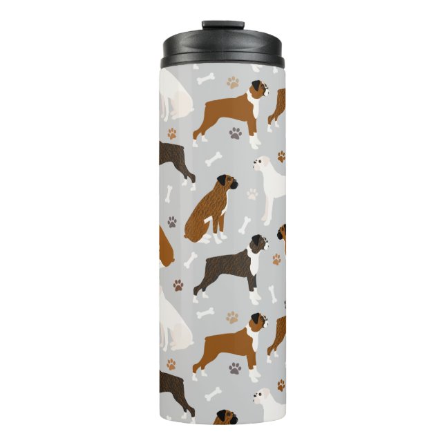 Boxer Dog Knochen und Paws Thermosbecher (Vorderseite)