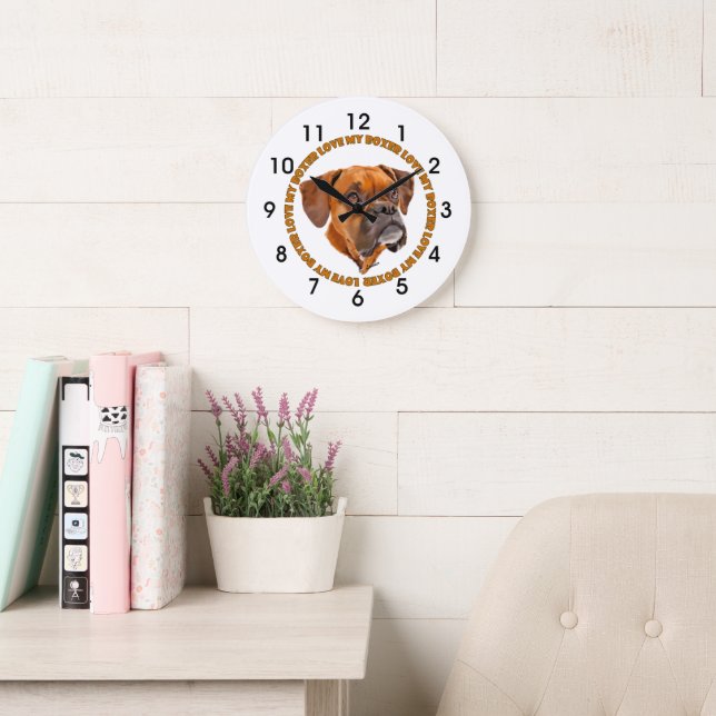 Boxer Dog Liebe My Boxer Große Wanduhr (Lesesaal)