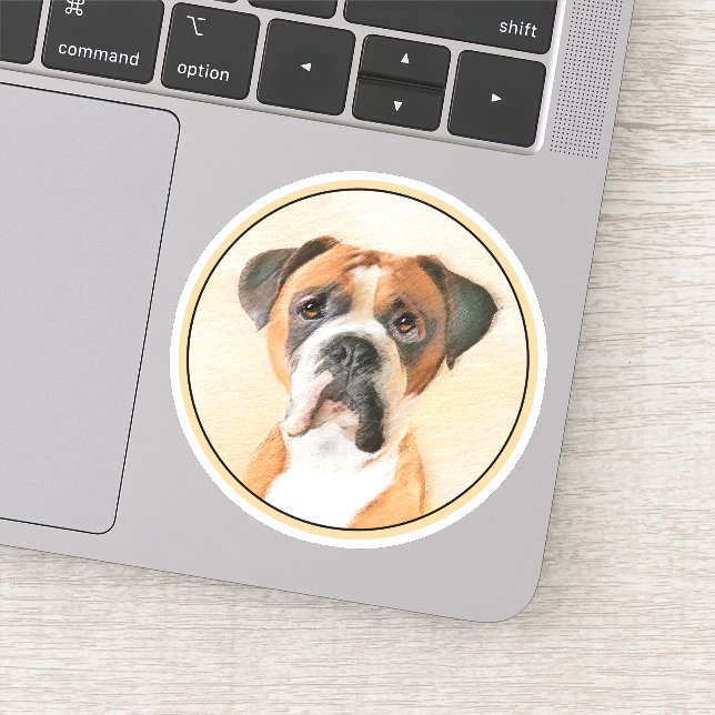 Boxer Dog Malerei unzugeschnittene ursprüngliche T Aufkleber (Detail)
