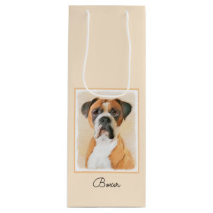 Boxer Dog Malerei unzugeschnittene ursprüngliche T Geschenktüte Für Weinflaschen