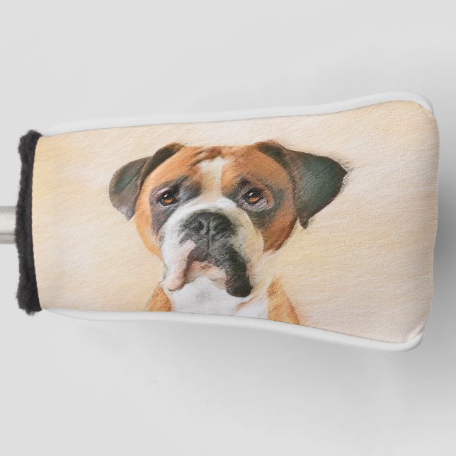 Boxer Dog Malerei unzugeschnittene ursprüngliche T Golf Headcover (Vorderseite)