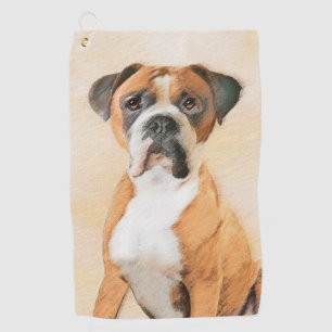 Boxer Dog Malerei unzugeschnittene ursprüngliche T Golfhandtuch