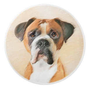 Boxer Dog Malerei unzugeschnittene ursprüngliche T Keramikknauf