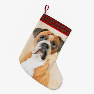 Boxer Dog Malerei unzugeschnittene ursprüngliche T Kleiner Weihnachtsstrumpf