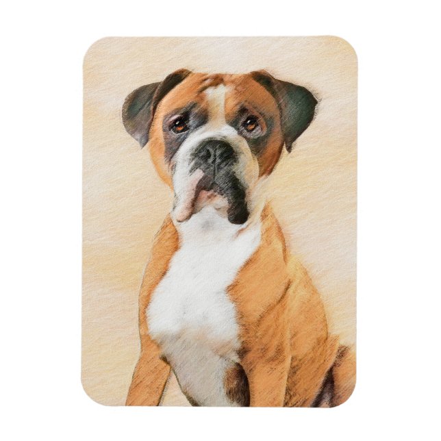 Boxer Dog Malerei unzugeschnittene ursprüngliche T Magnet (Vertikal)