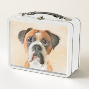 Boxer Dog Malerei unzugeschnittene ursprüngliche T Metall Brotdose