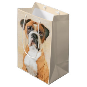 Boxer Dog Malerei unzugeschnittene ursprüngliche T Mittlere Geschenktüte