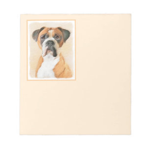 Boxer Dog Malerei unzugeschnittene ursprüngliche T Notizblock