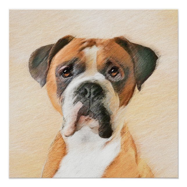 Boxer Dog Malerei unzugeschnittene ursprüngliche T Poster (Vorderseite)